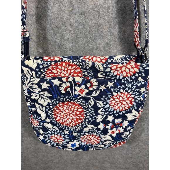 Vera Bradley Triple Zip Cross Body Bag Floral Red/White/ Blue Medium - Picture 5 of 11